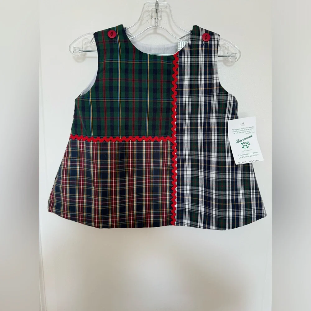 New Baby Glorimont Plaid Jumper Dress Set